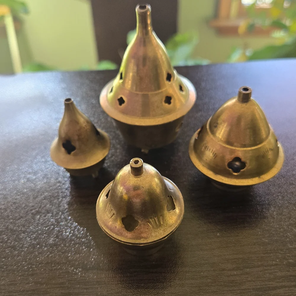 Set of 4 Brass Incense Holders